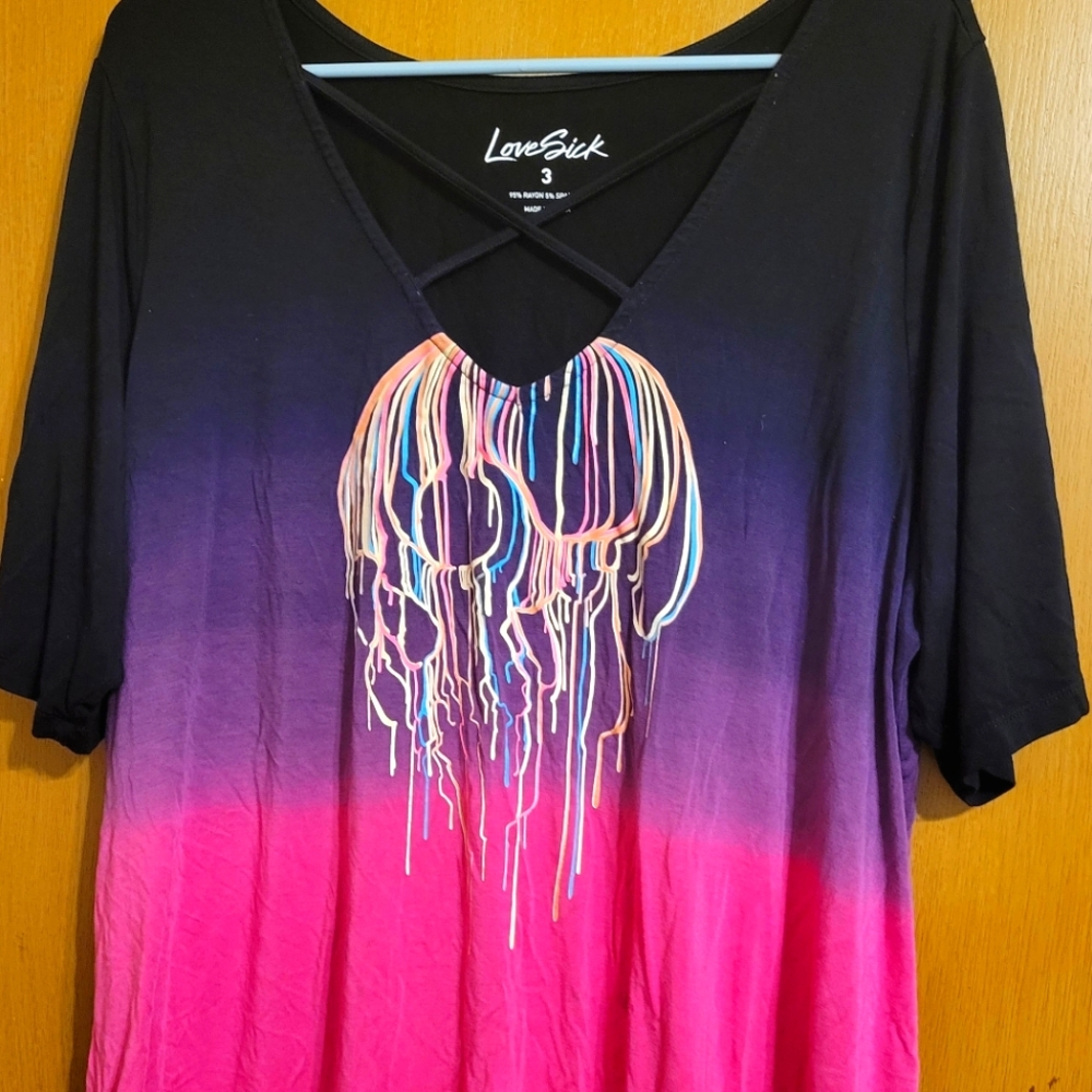 Torrid LoveSick Melting Skull Dip Dye Tunic